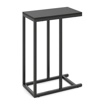 C-shaped Side Table with Heavy-duty Metal Frame-Rustic Brown