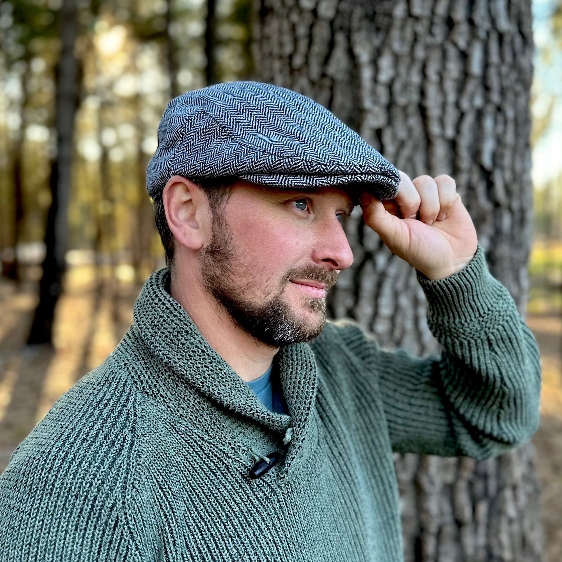 Cabby/Newsboy Herringbone Hat with Scottish Thistle Embroidery Wool Blend Golf Cap - Tampa Home & Garden Store