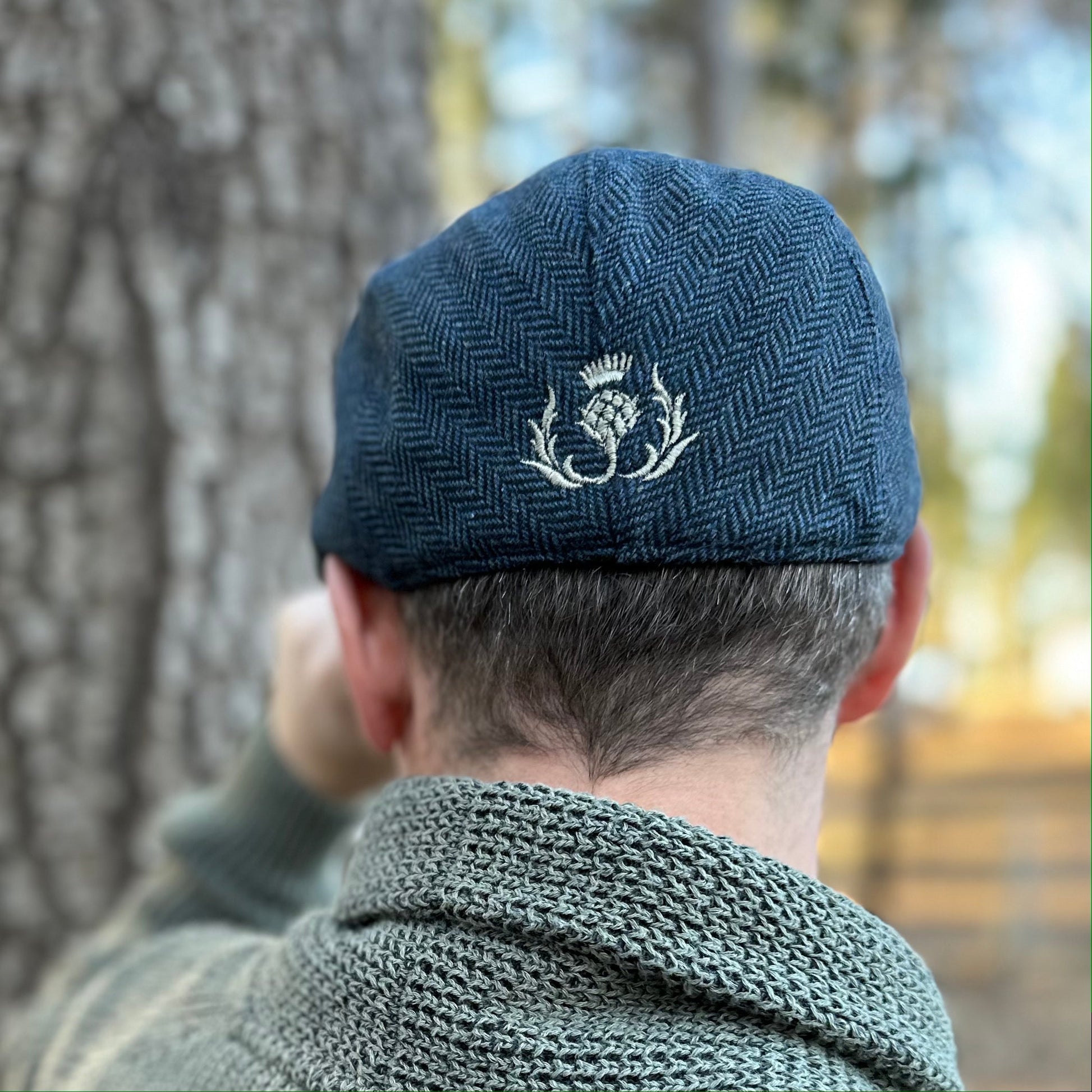 Cabby/Newsboy Herringbone Hat with Scottish Thistle Embroidery Wool Blend Golf Cap - Tampa Home & Garden Store