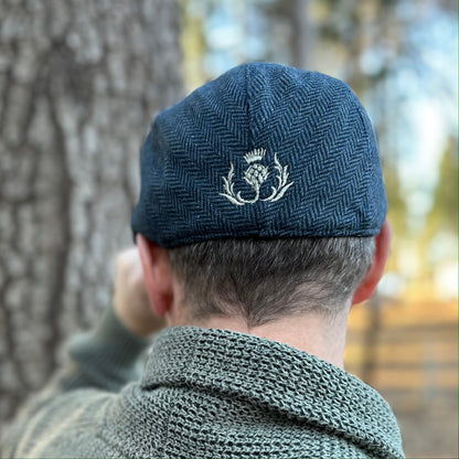 Cabby/Newsboy Herringbone Hat with Scottish Thistle Embroidery Wool Blend Golf Cap - Tampa Home & Garden Store