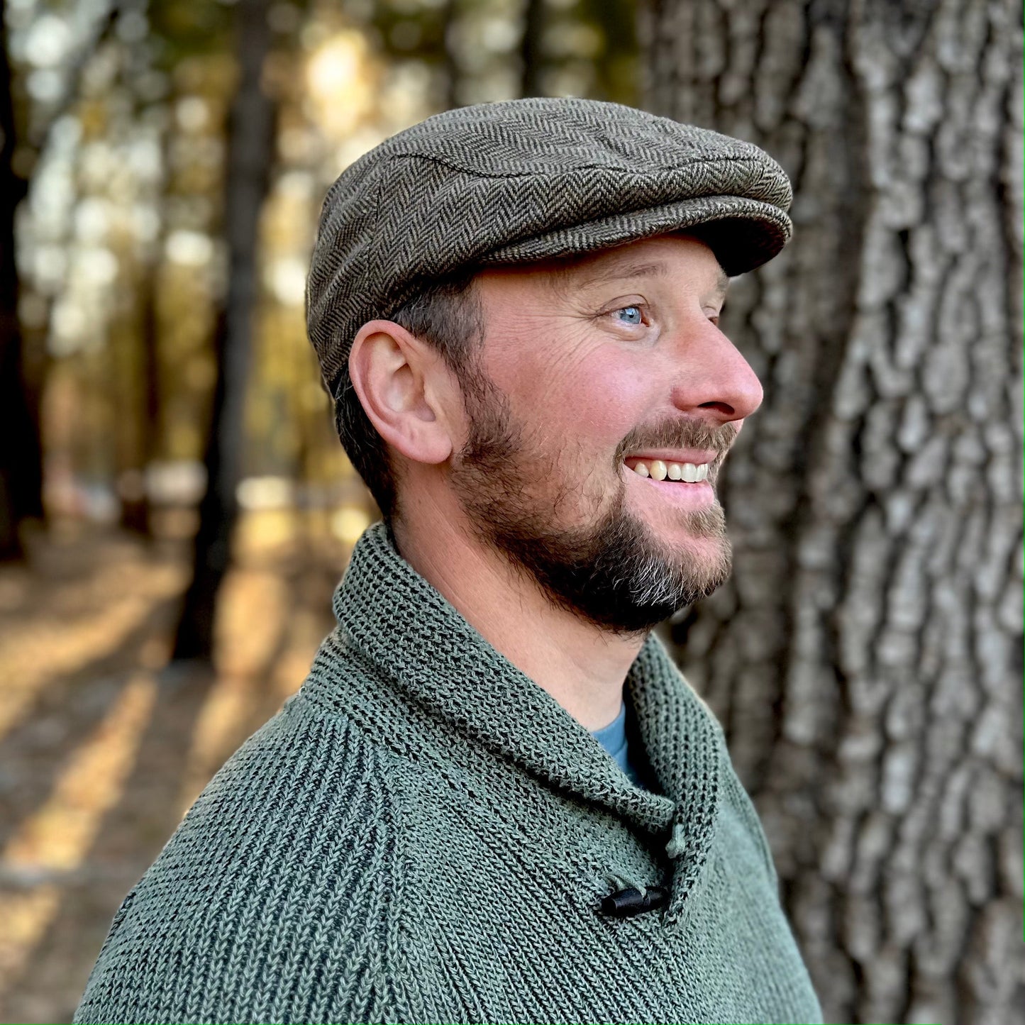Cabby/Newsboy Herringbone Hat with Scottish Thistle Embroidery Wool Blend Golf Cap - Tampa Home & Garden Store