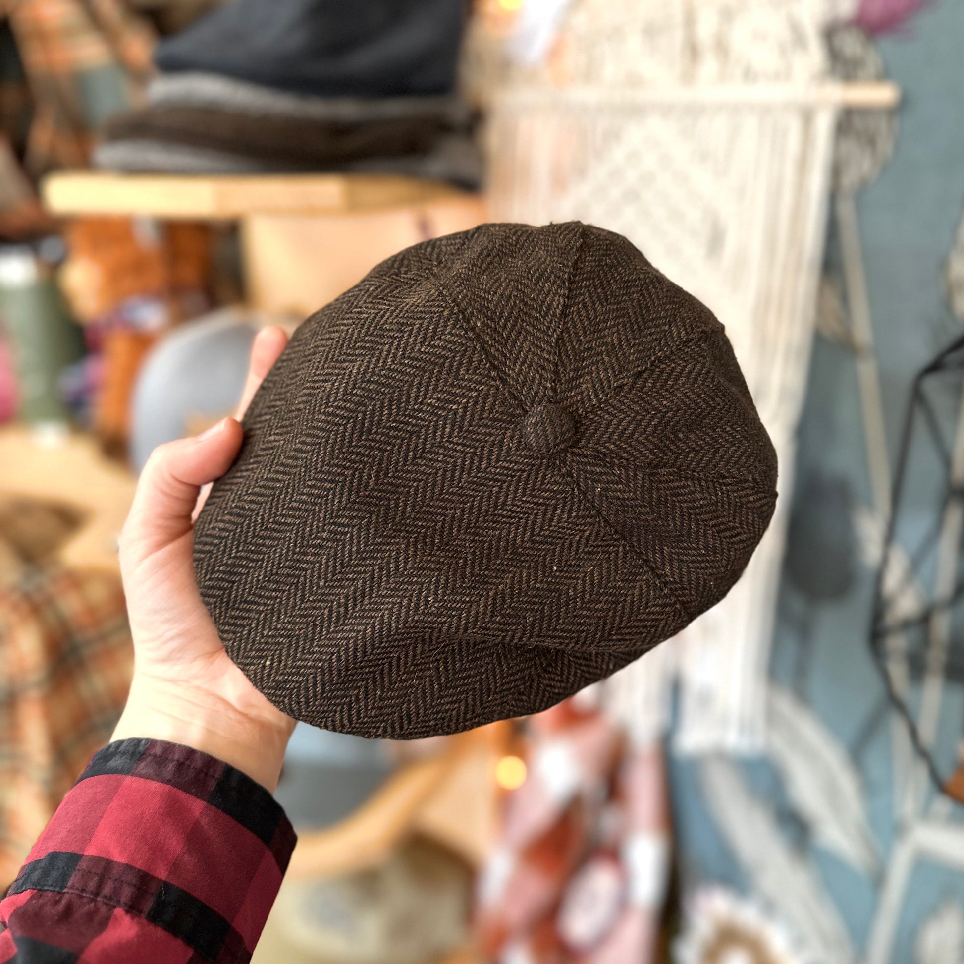 Cabby/Newsboy Herringbone Hat with Scottish Thistle Embroidery Wool Blend Golf Cap - Tampa Home & Garden Store