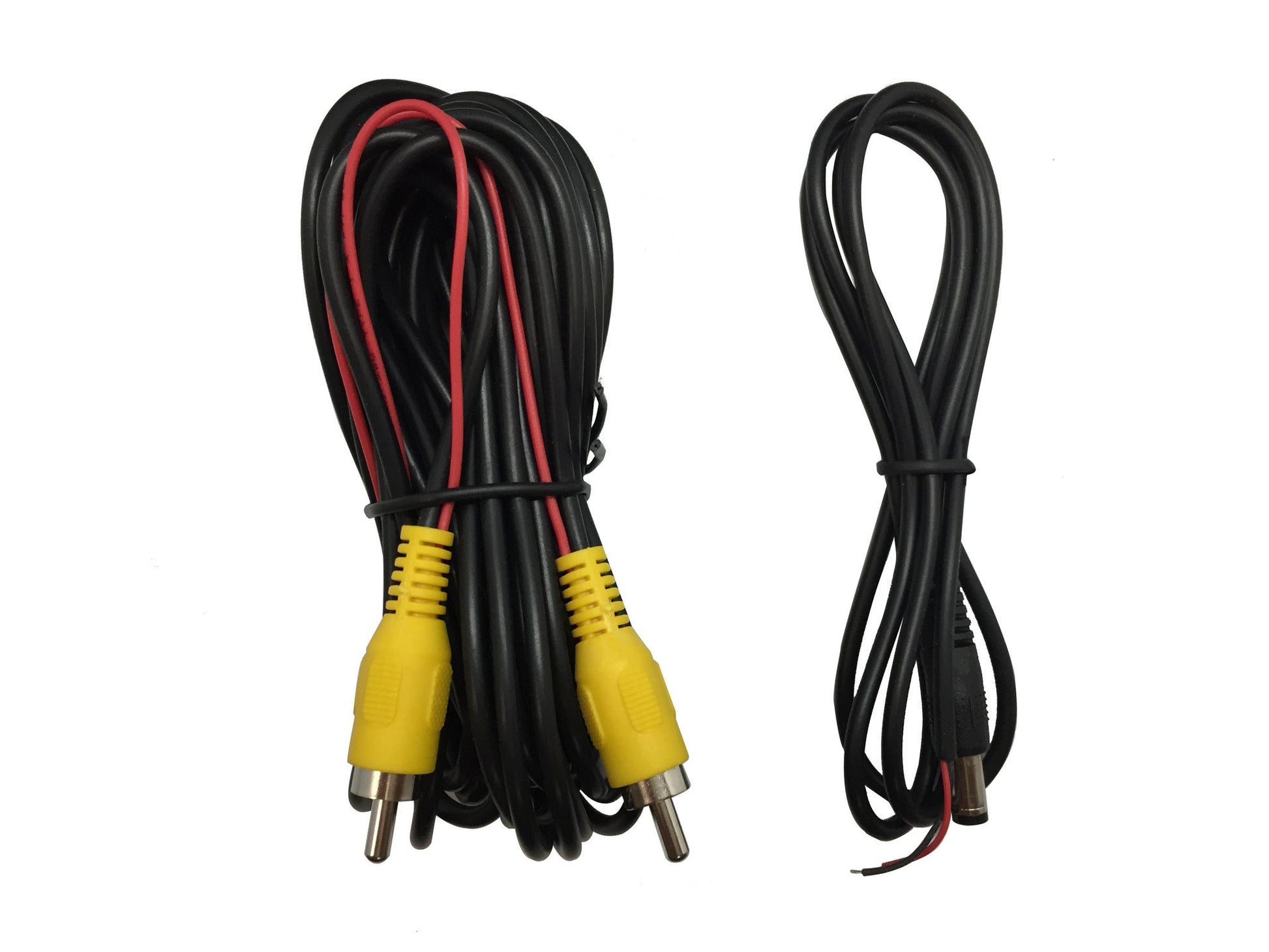 Tailgate camera wiring harness; black cables with red power leads and yellow RCA plugs on Tampa Home & Garden Store