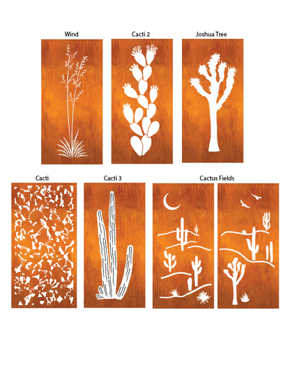 Privacy Screen for Deck 6-panel rust metal panels with desert plants by Rustica Ornamentals on Tampa Home & Garden Store