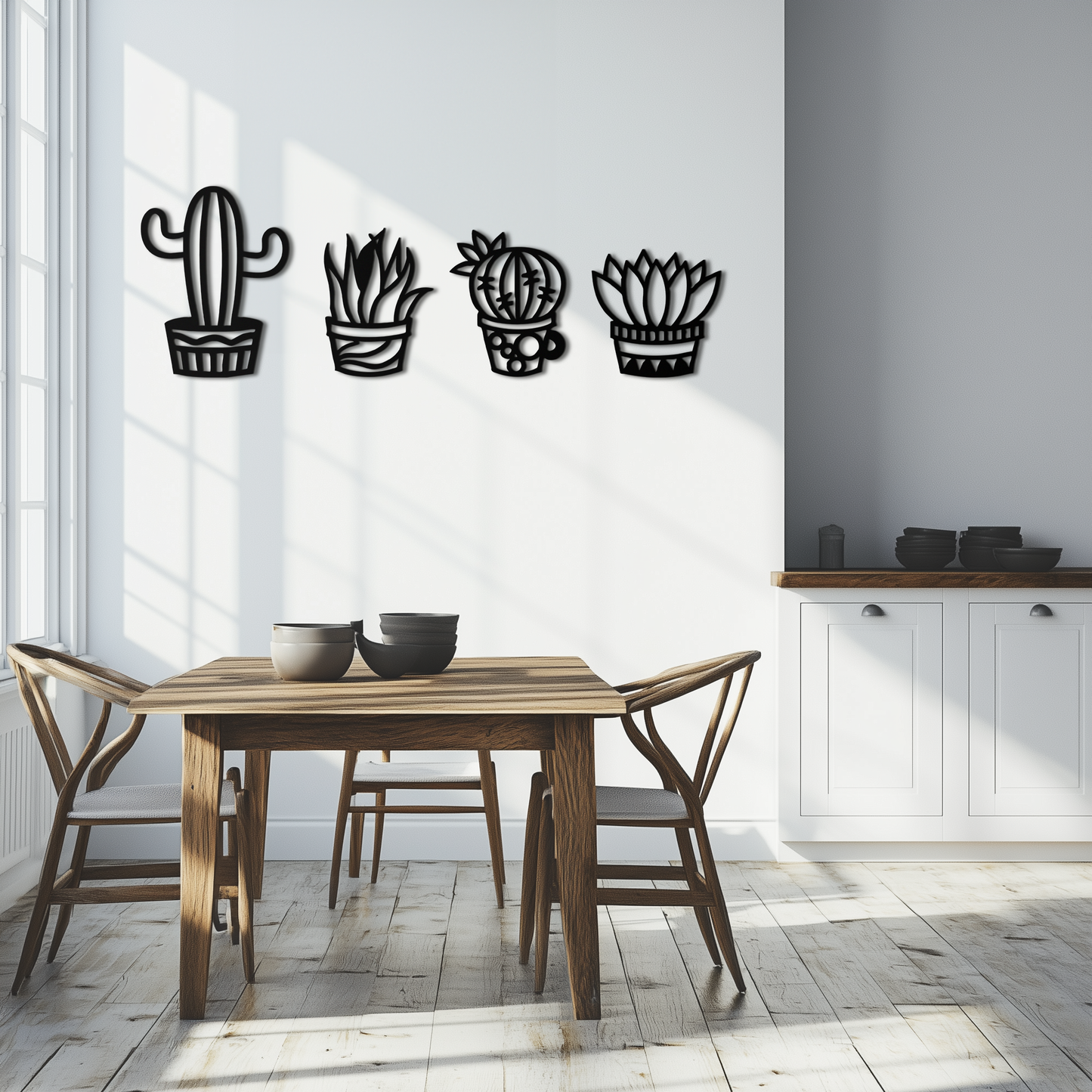 Cactus Silhouette Metal Wall Art – Modern Black Botanical Garden Decor- KAF520 - Tampa Home & Garden Store