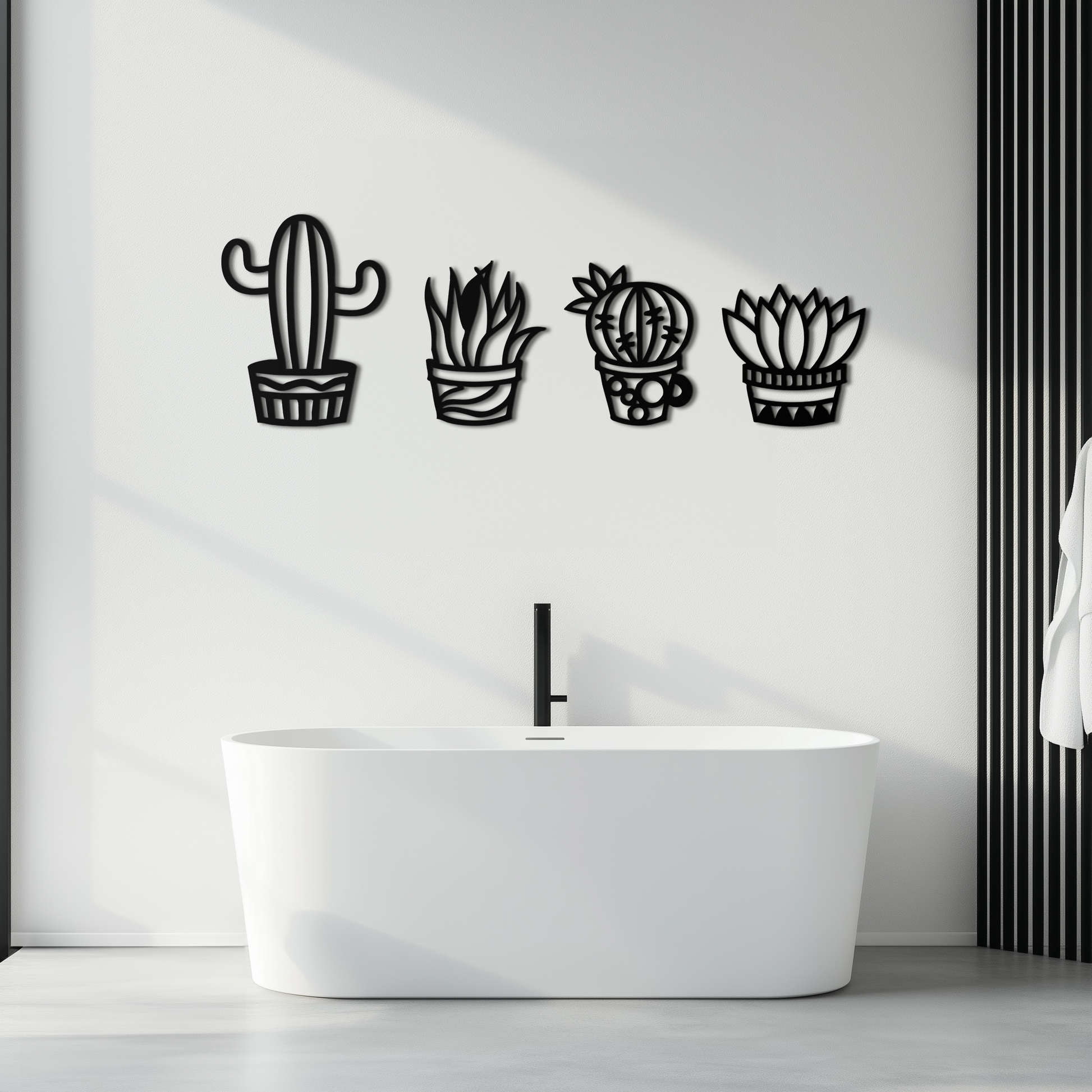 Cactus Silhouette Metal Wall Art – Modern Black Botanical Garden Decor- KAF520 - Tampa Home & Garden Store