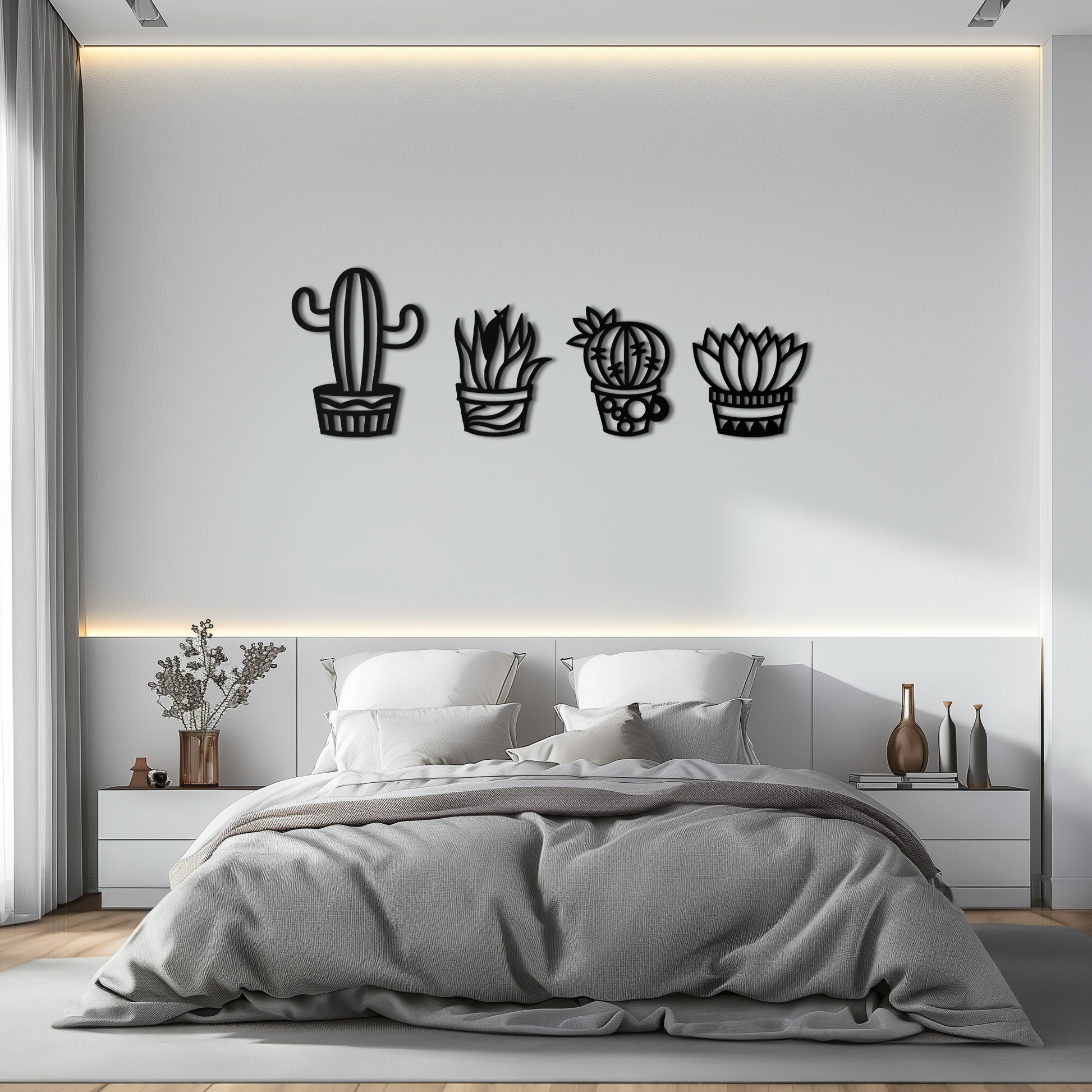 Cactus Silhouette Metal Wall Art – Modern Black Botanical Garden Decor- KAF520 - Tampa Home & Garden Store