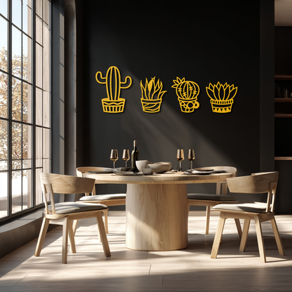 Cactus Silhouette Metal Wall Art – Modern Black Botanical Garden Decor- KAF520 - Tampa Home & Garden Store