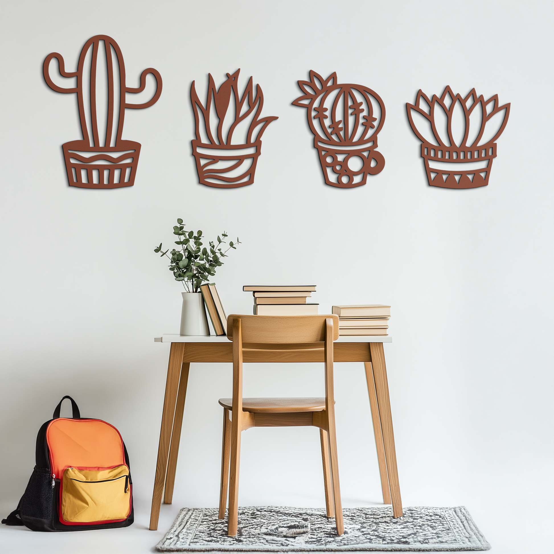 Cactus Silhouette Metal Wall Art – Modern Black Botanical Garden Decor- KAF520 - Tampa Home & Garden Store