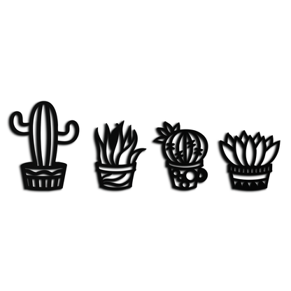 Cactus Silhouette Metal Wall Art – Modern Black Botanical Garden Decor- KAF520 - Tampa Home & Garden Store