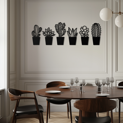 Cactus Succulent Plant Metal Wall Art – Modern Black Botanical Home Decor- KAF521 - Tampa Home & Garden Store