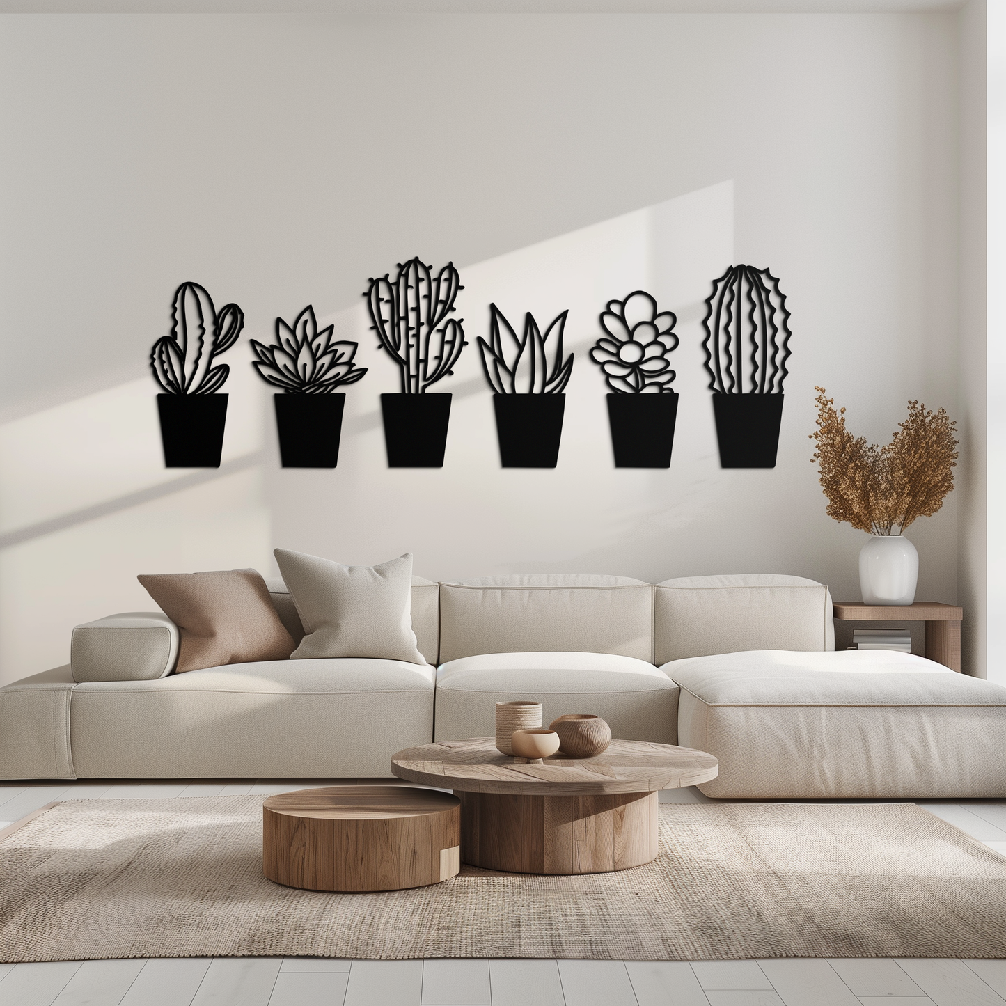 Cactus Succulent Plant Metal Wall Art – Modern Black Botanical Home Decor- KAF521 - Tampa Home & Garden Store