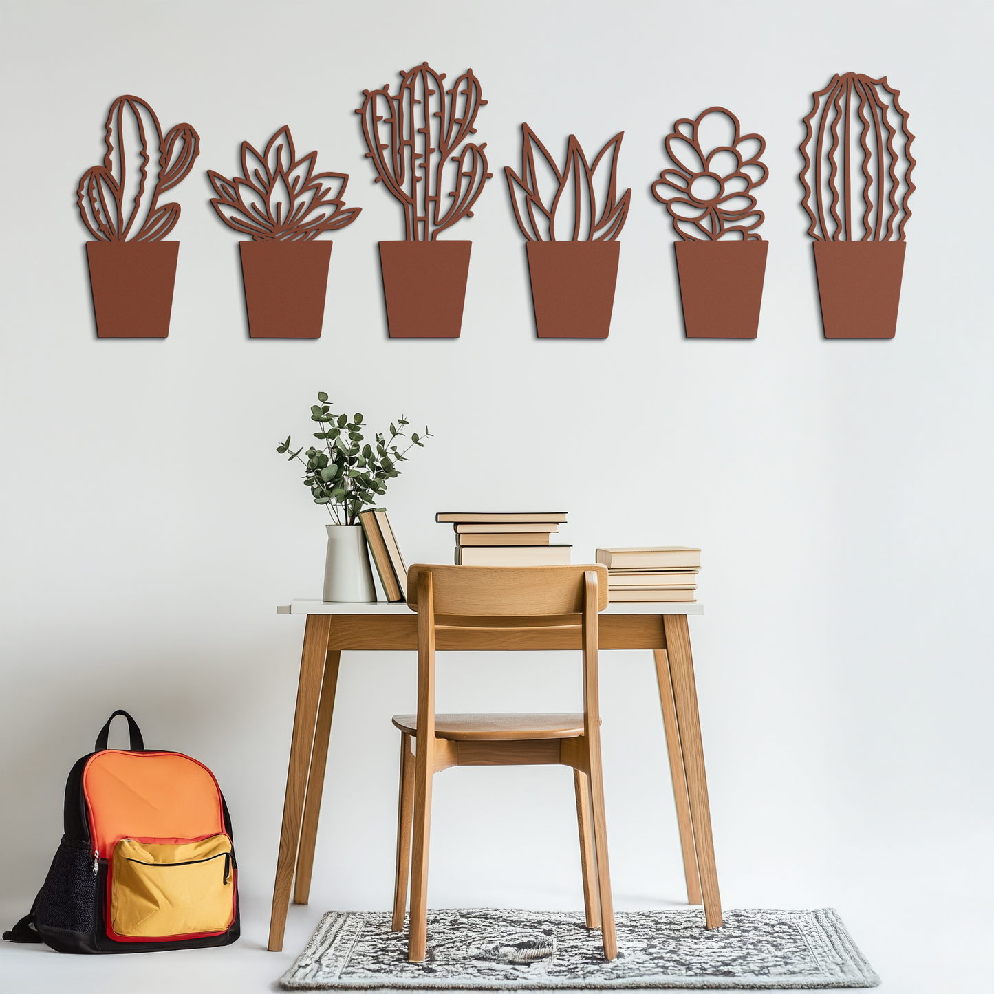 Cactus Succulent Plant Metal Wall Art – Modern Black Botanical Home Decor- KAF521 - Tampa Home & Garden Store