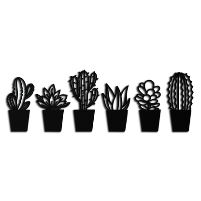 Cactus Succulent Plant Metal Wall Art – Modern Black Botanical Home Decor- KAF521 - Tampa Home & Garden Store