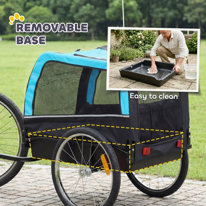 Dog bike trailer by Furr Baby Gifts, black-blue canopy, 20in tires, quick-release wheels on Tampa Home & Garden Store