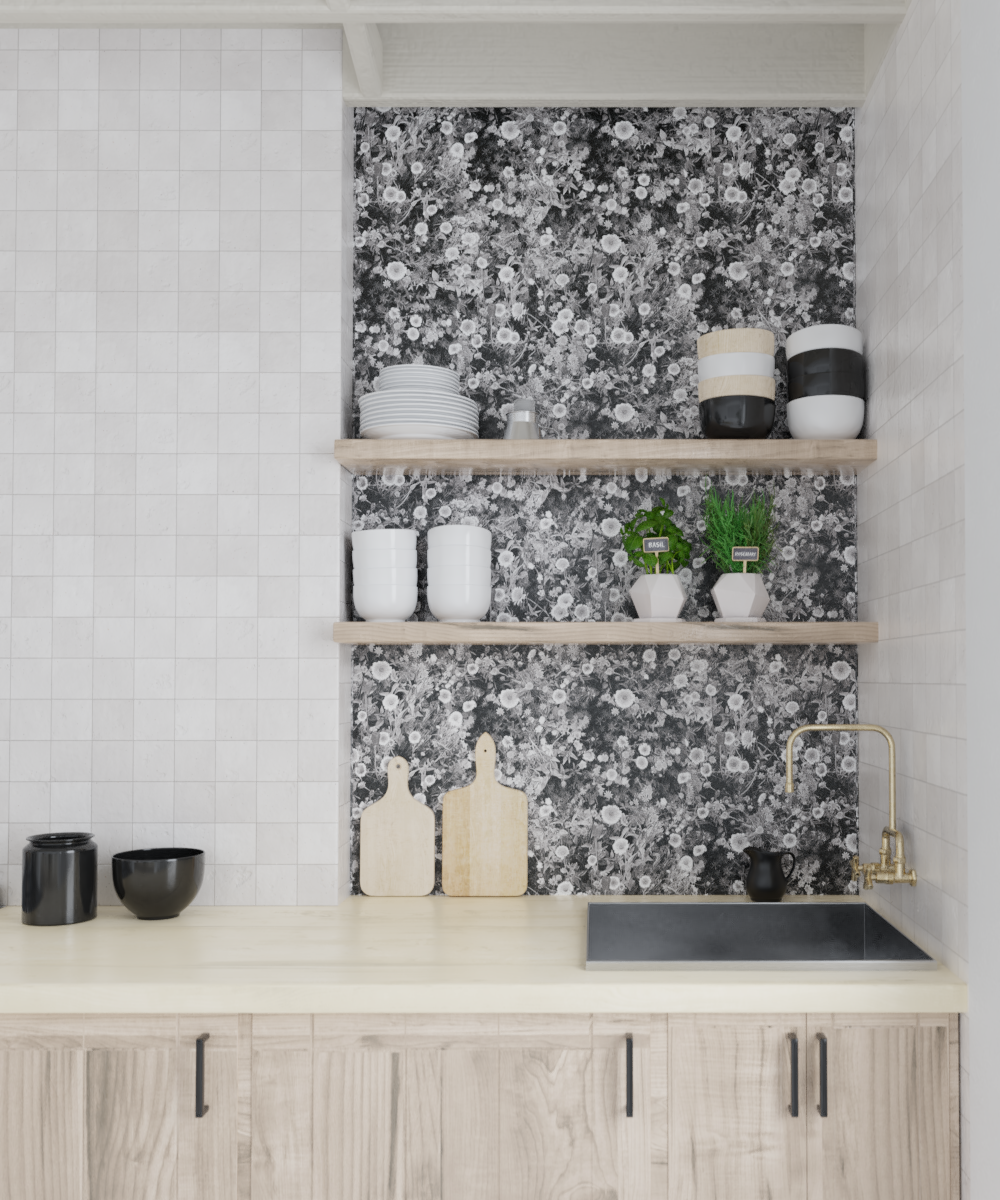 Cali Flowers Wallpaper, midnight - Tampa Home & Garden Store