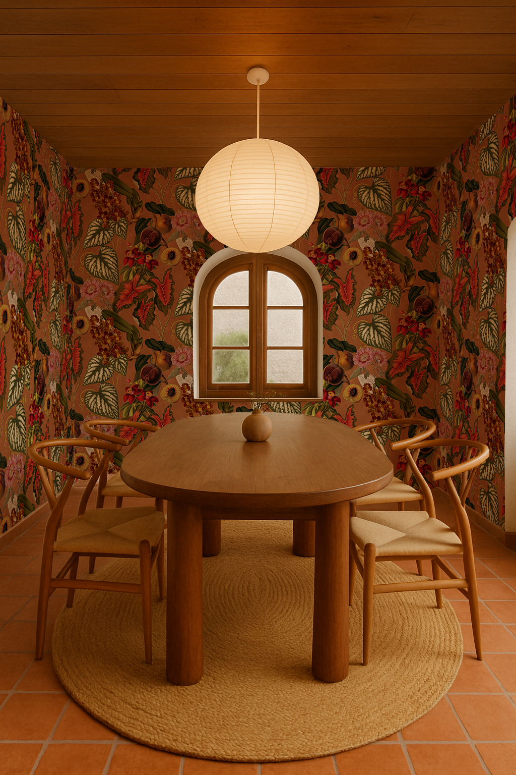 Cali Tropicale Wallpaper, burnt orange - Tampa Home & Garden Store