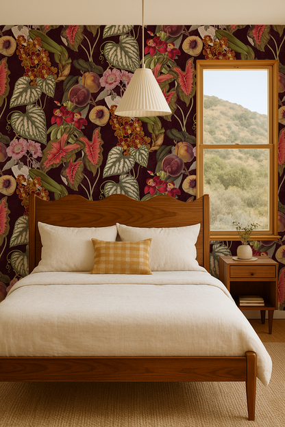 Cali Tropicale Wallpaper, eggplant - Tampa Home & Garden Store