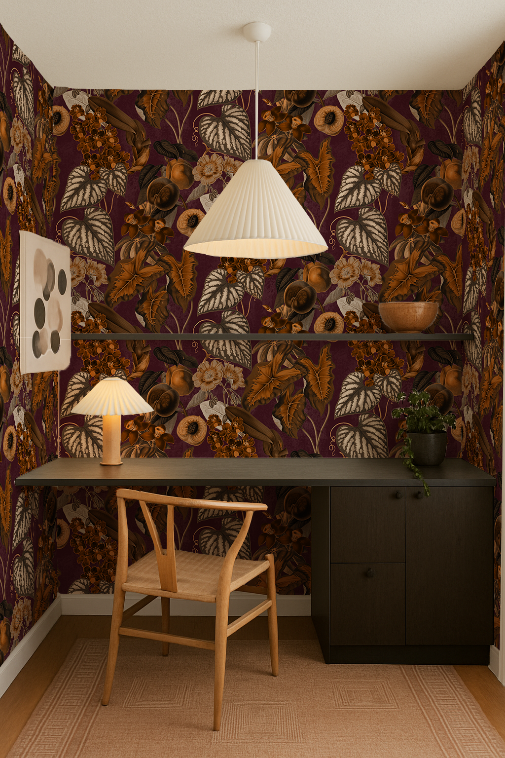 Cali Tropicale Wallpaper, eggplant and toffee - Tampa Home & Garden Store