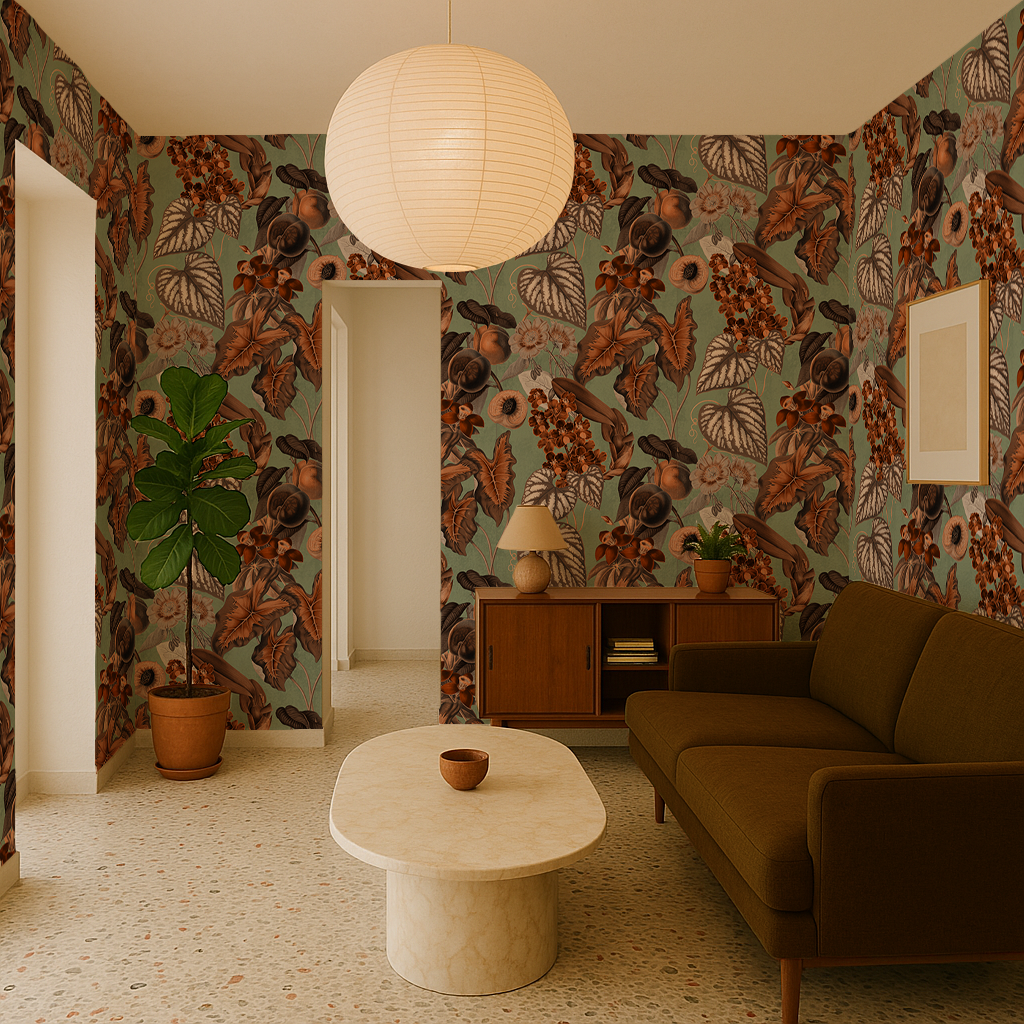 Cali Tropicale Wallpaper, mint and rust - Tampa Home & Garden Store