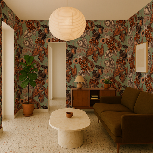 Cali Tropicale Wallpaper, mint and rust - Tampa Home & Garden Store