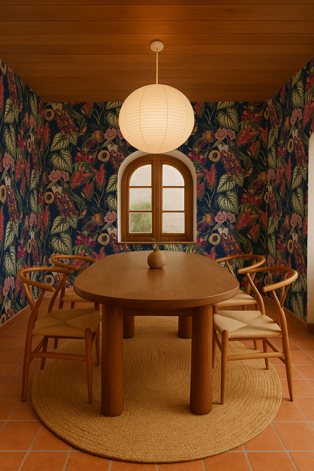 Cali Tropicale Wallpaper, navy - Tampa Home & Garden Store