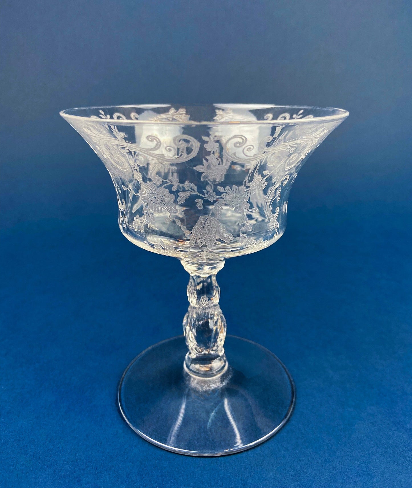 Cambridge Chantilly Low Sherbet Wine Glasses. Set of Nine Champagne Stemware. Vintage Collectible Glasses. - Tampa Home & Garden Store