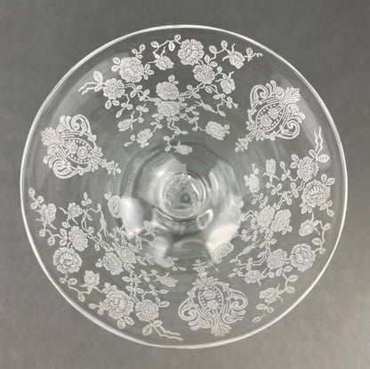 Cambridge Crystal Claret Wine Glasses. Rosepoint Motif. Eight Etched Floral Motif Crystal Glassware. Fine Dining. Holiday, Everyday Stemware - Tampa Home & Garden Store