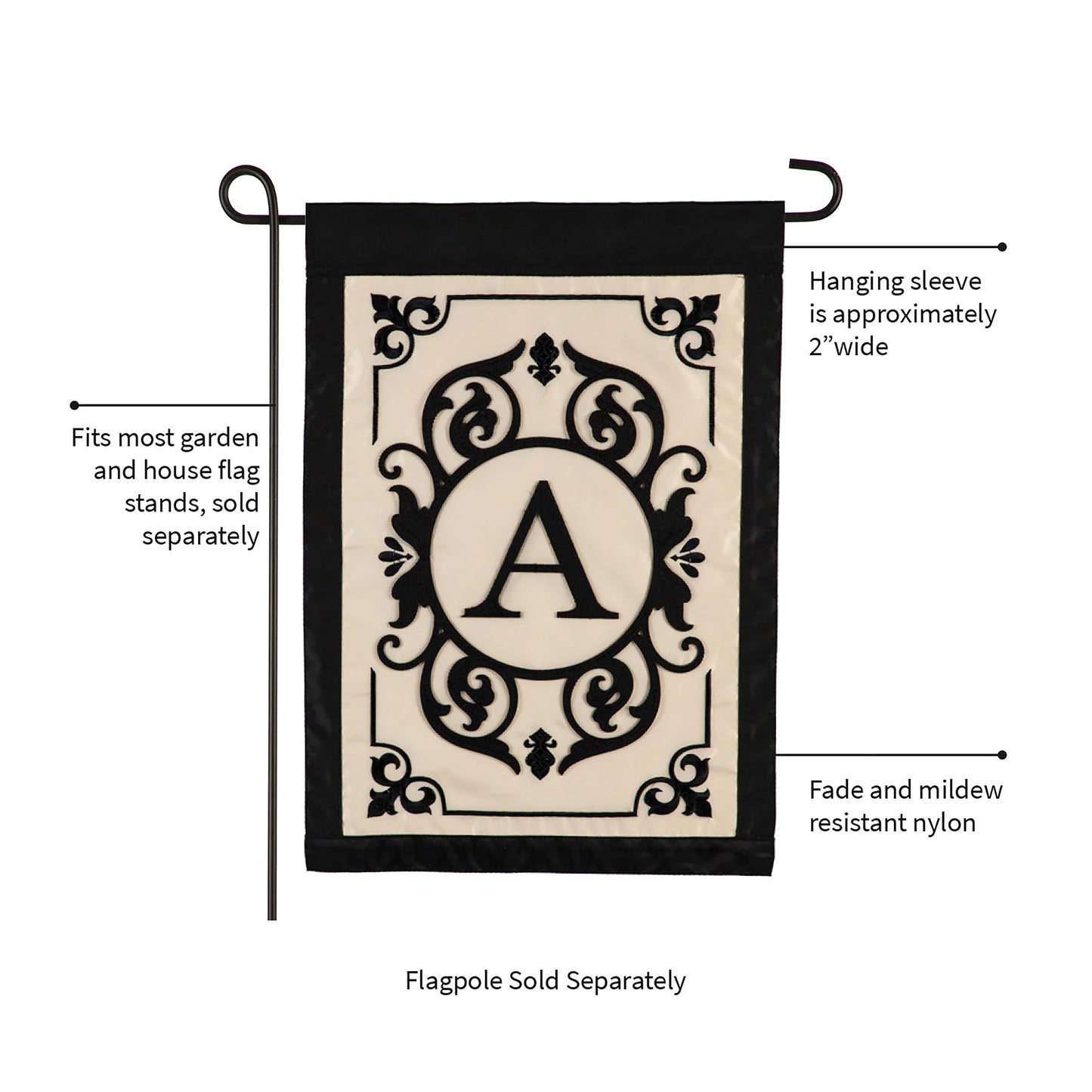 Cambridge Monogram Garden Applique Flag, Letter A - Tampa Home & Garden Store