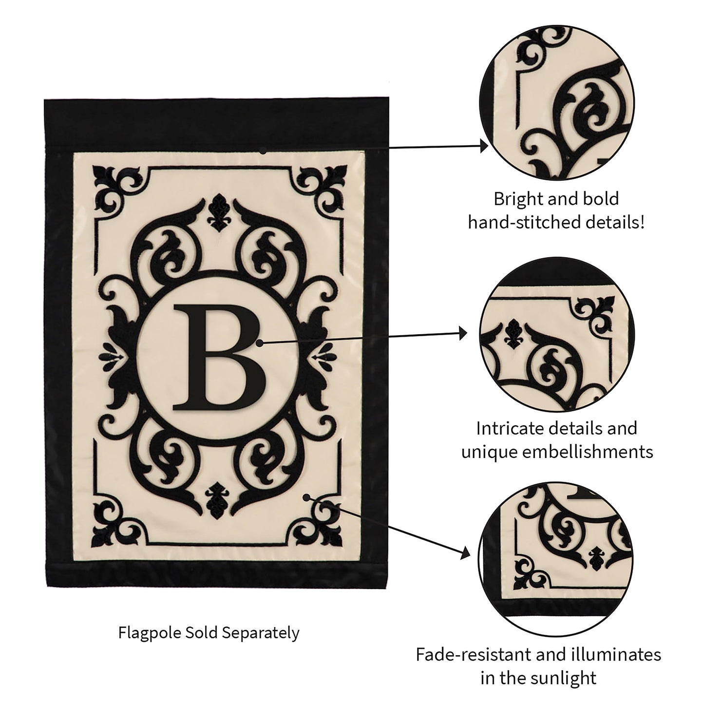 Cambridge Monogram Garden Applique Flag, Letter B - Tampa Home & Garden Store