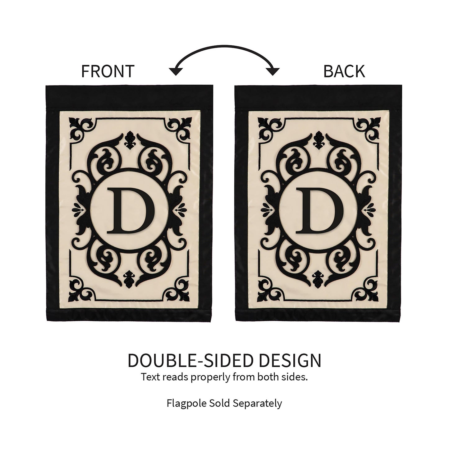 Cambridge Monogram Garden Applique Flag, Letter D - Tampa Home & Garden Store
