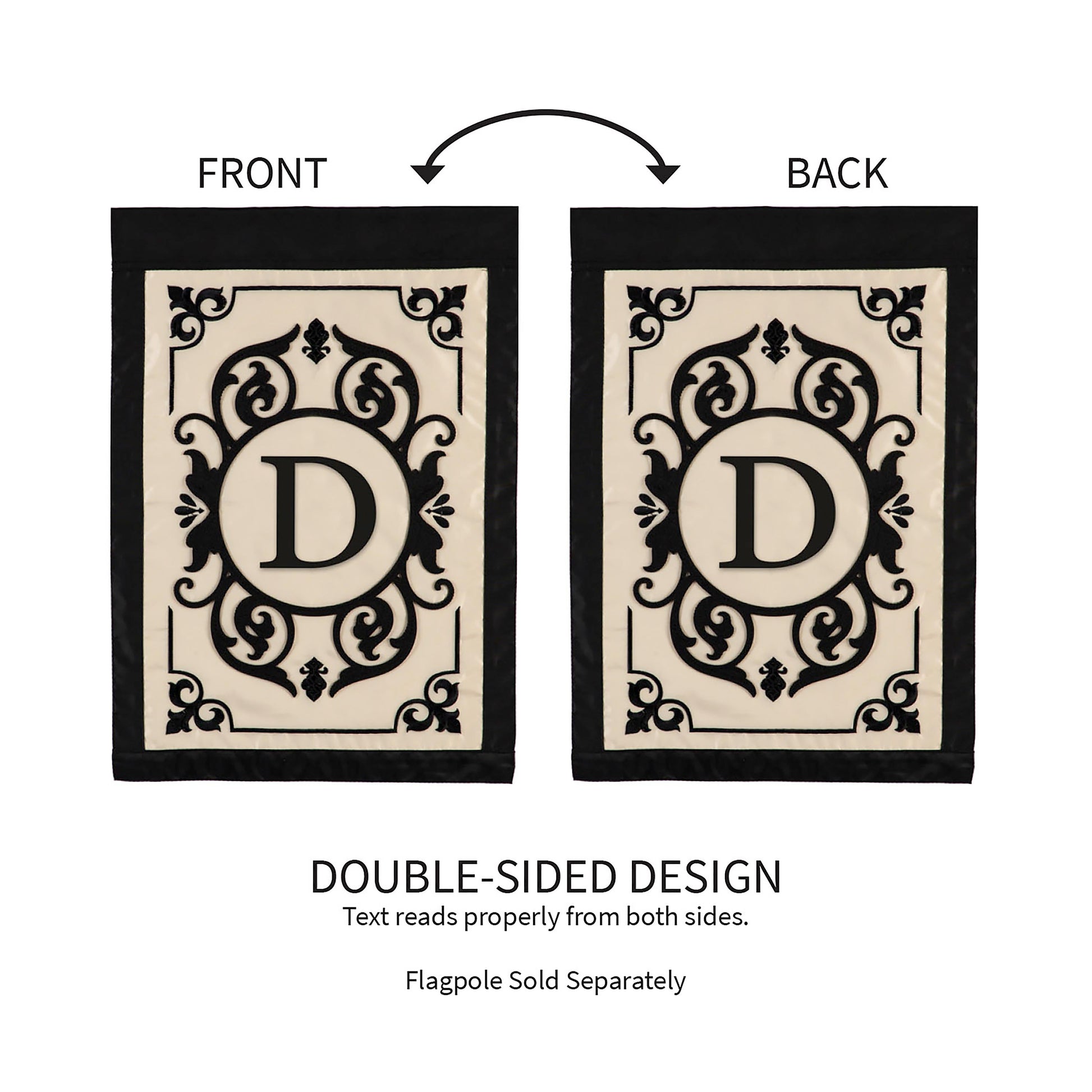 Cambridge Monogram Garden Applique Flag, Letter D - Tampa Home & Garden Store