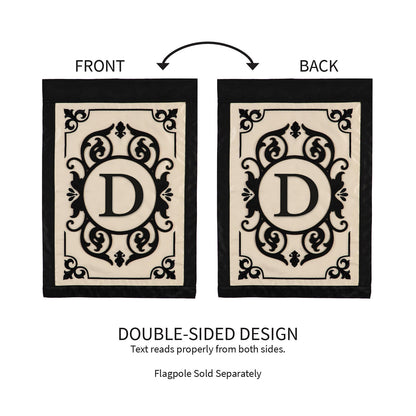 Cambridge Monogram Garden Applique Flag, Letter D - Tampa Home & Garden Store