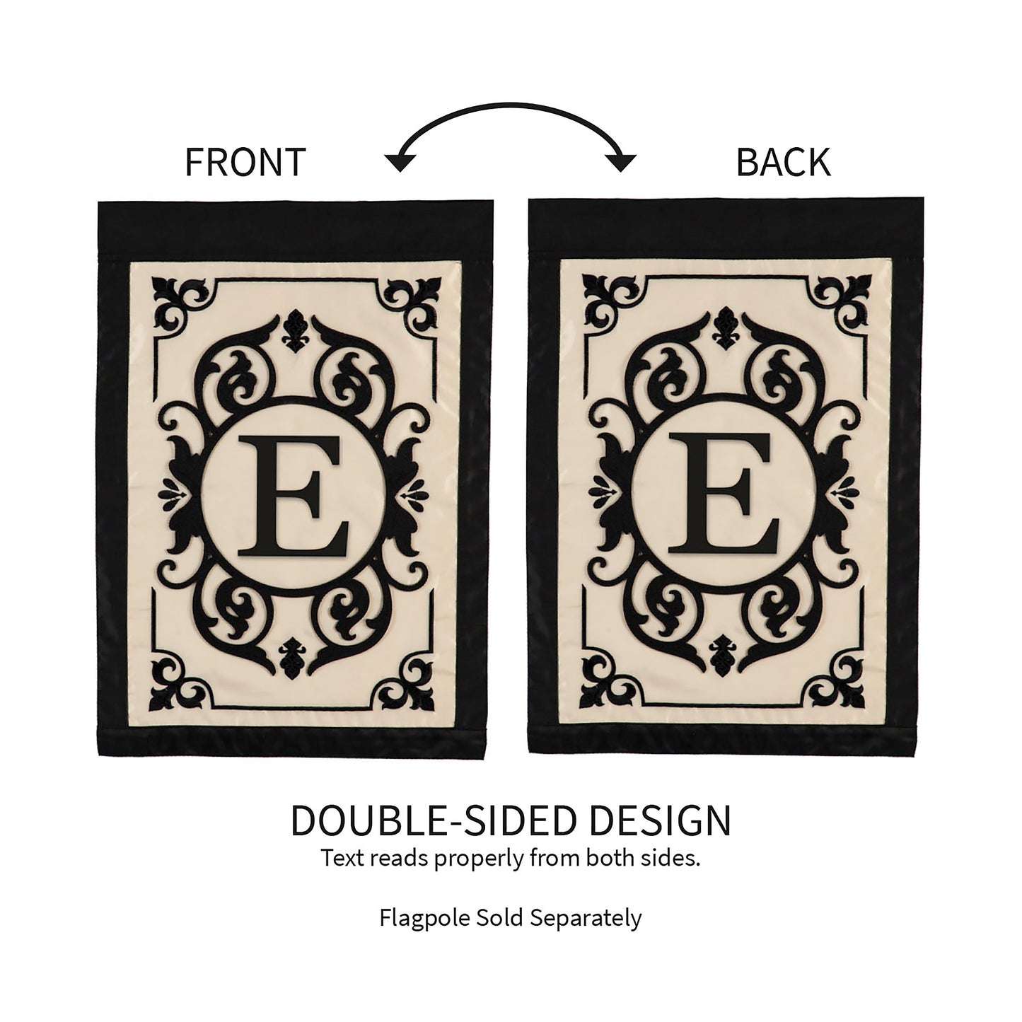 Cambridge Monogram Garden Applique Flag, Letter E - Tampa Home & Garden Store