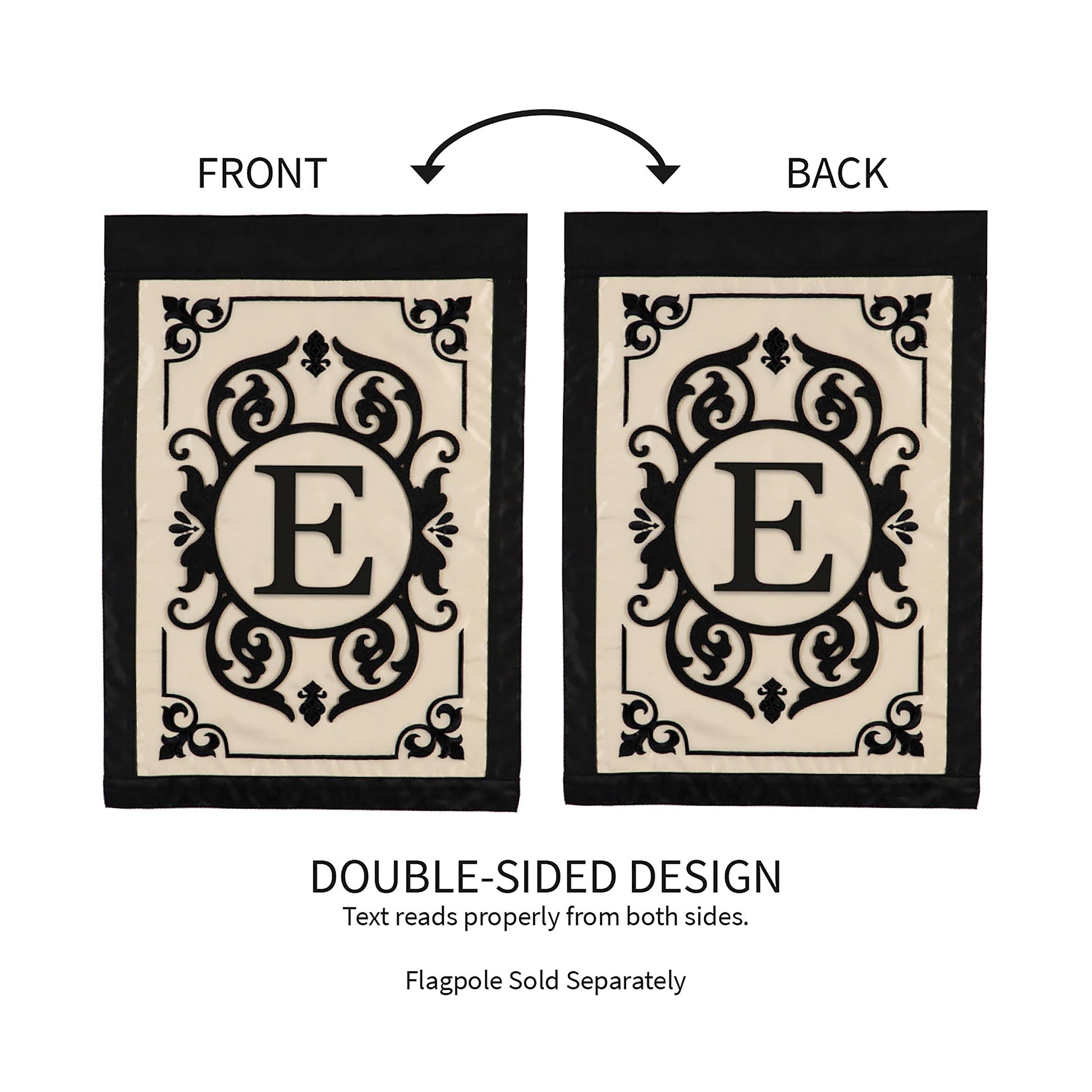 Cambridge Monogram Garden Applique Flag, Letter E - Tampa Home & Garden Store
