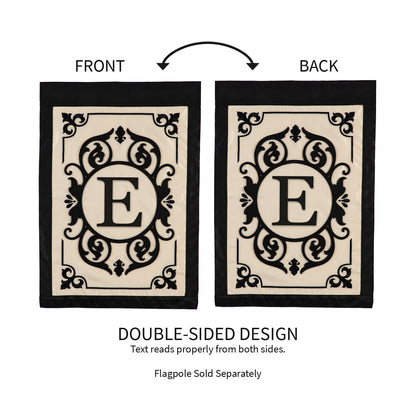 Cambridge Monogram Garden Applique Flag, Letter E - Tampa Home & Garden Store