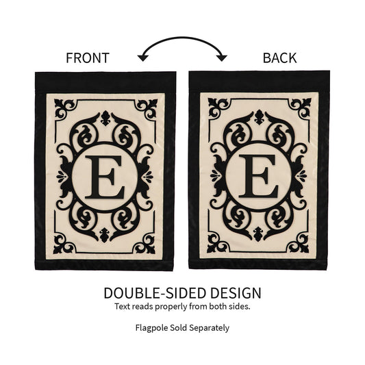 Cambridge Monogram Garden Applique Flag, Letter E - Tampa Home & Garden Store
