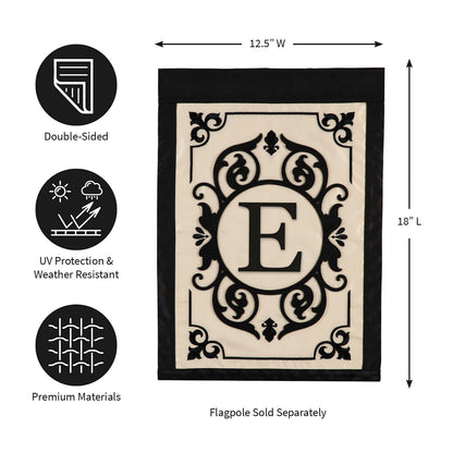 Cambridge Monogram Garden Applique Flag, Letter E - Tampa Home & Garden Store