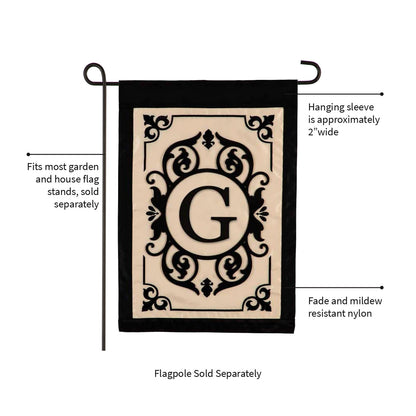 Cambridge Monogram Garden Applique Flag, Letter G - Tampa Home & Garden Store