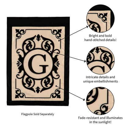Cambridge Monogram Garden Applique Flag, Letter G - Tampa Home & Garden Store