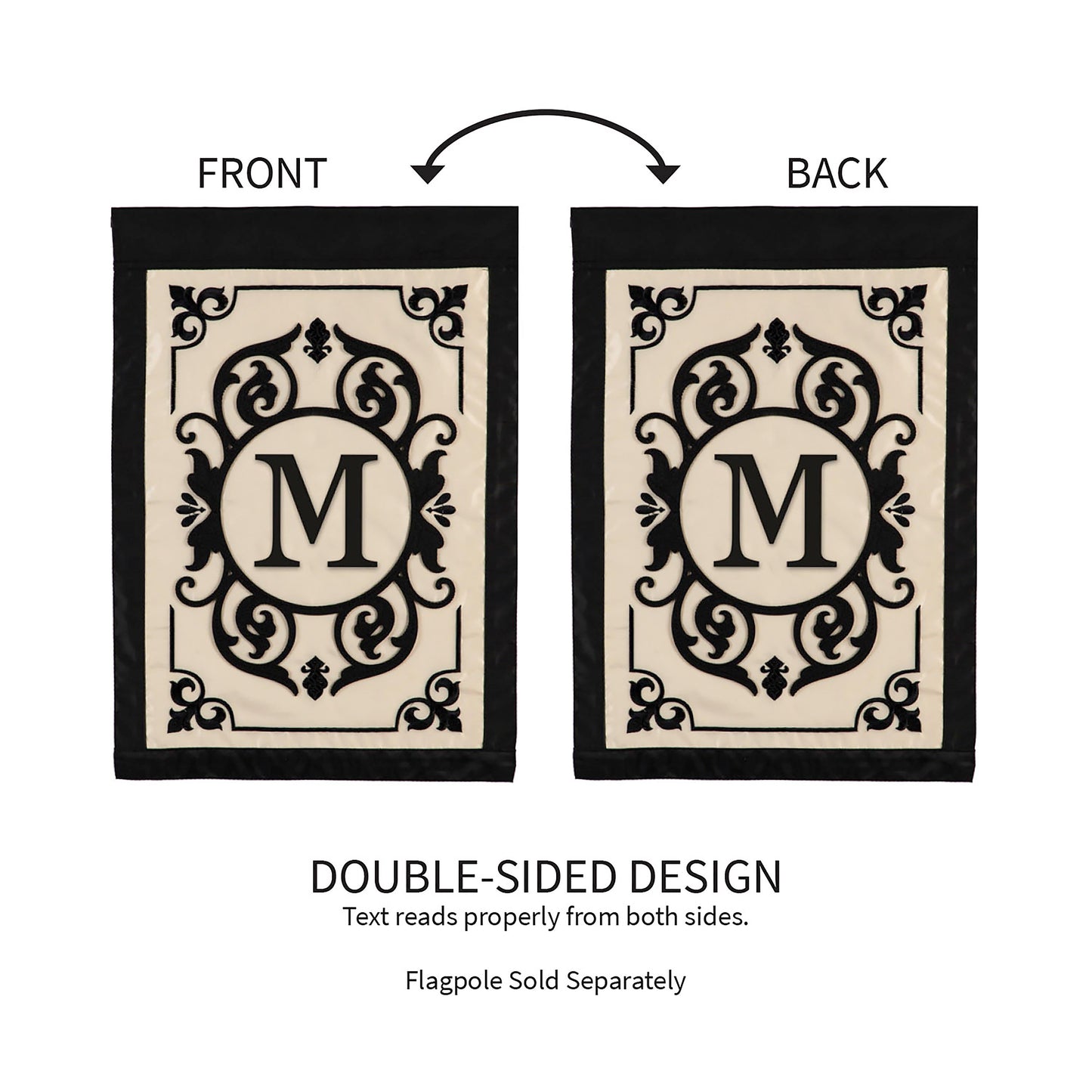 Cambridge Monogram Garden Applique Flag, Letter M - Tampa Home & Garden Store