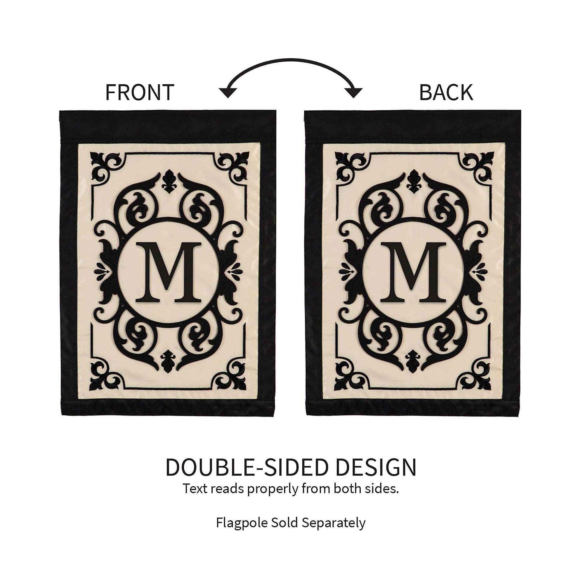 Cambridge Monogram Garden Applique Flag, Letter M - Tampa Home & Garden Store