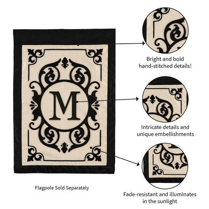 Cambridge Monogram Garden Applique Flag, Letter M - Tampa Home & Garden Store