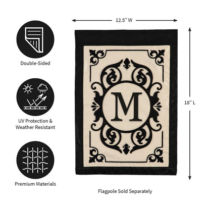 Cambridge Monogram Garden Applique Flag, Letter M - Tampa Home & Garden Store
