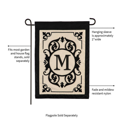 Cambridge Monogram Garden Applique Flag, Letter M - Tampa Home & Garden Store
