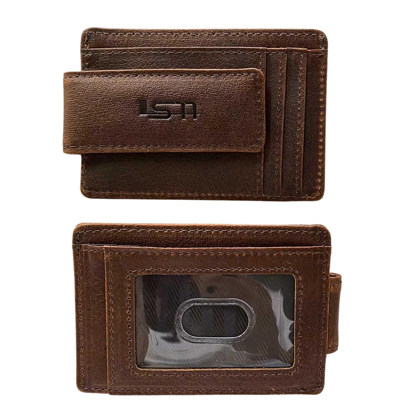 Cambridge Cartera delgada de cuero de grano completo con clip magnético para billetes – Diseño de bolsillo frontal RFID