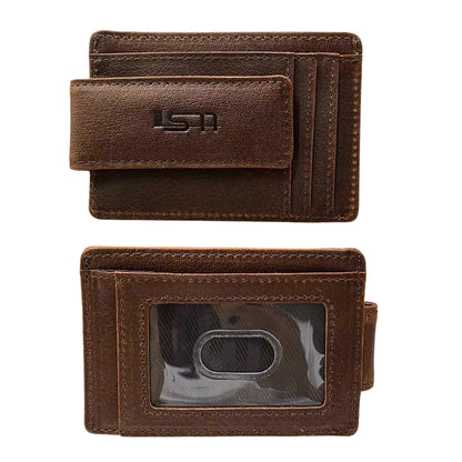 Cambridge Cartera delgada de cuero de grano completo con clip magnético para billetes – Diseño de bolsillo frontal RFID