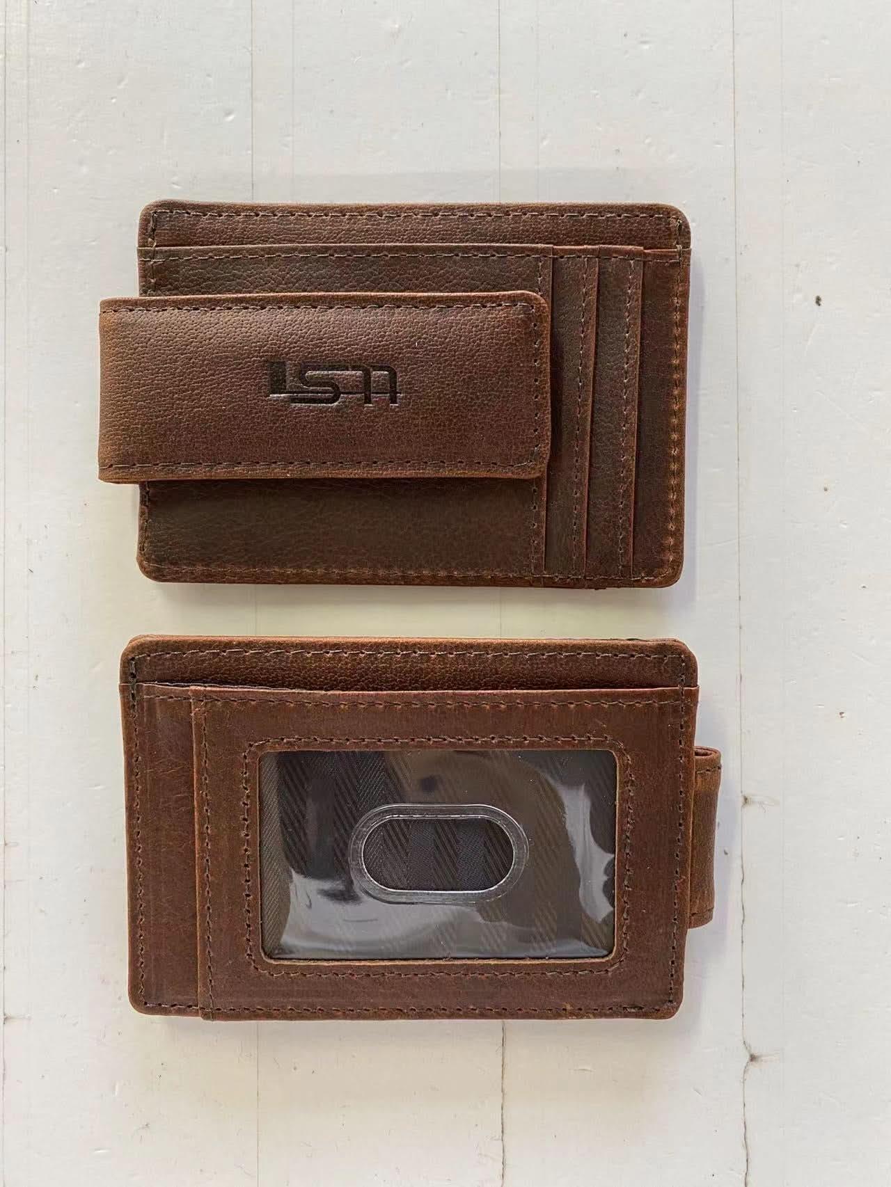 Cambridge Cartera delgada de cuero de grano completo con clip magnético para billetes – Diseño de bolsillo frontal RFID