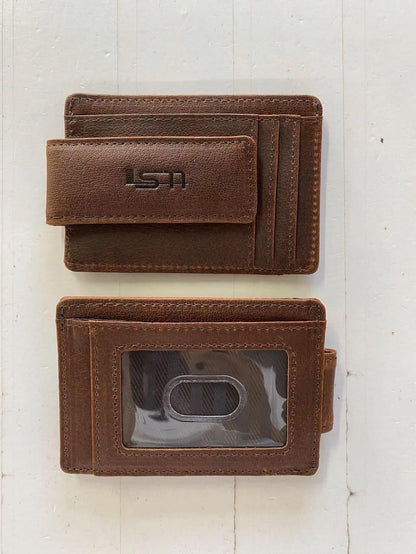 Cambridge Cartera delgada de cuero de grano completo con clip magnético para billetes – Diseño de bolsillo frontal RFID