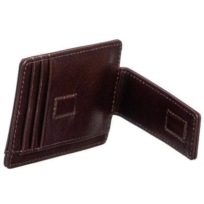 Cambridge Cartera delgada de cuero de grano completo con clip magnético para billetes – Diseño de bolsillo frontal RFID